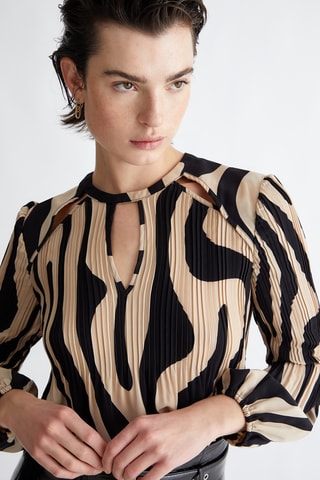 Blouse plissée - Beige