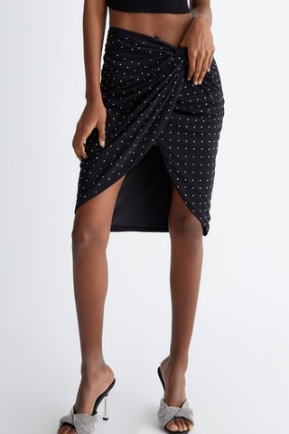 Jupe portefeuille taille haute - Noir