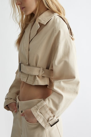 Veste courte en jean - Écru