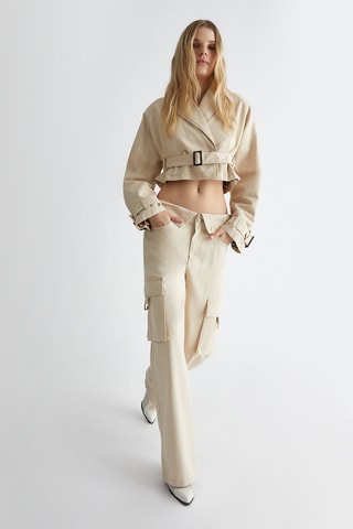 Veste courte en jean - Écru