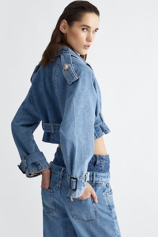 Veste courte en jean - Bleu