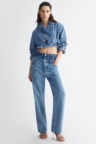Veste courte en jean - Bleu