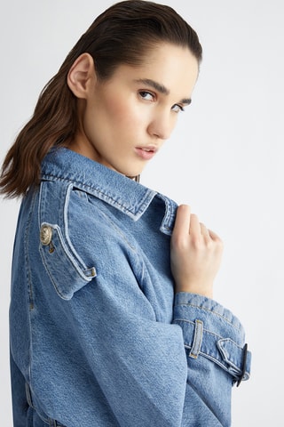 Veste courte en jean - Bleu