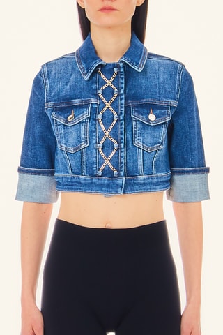 Veste courte en jean - Bleu