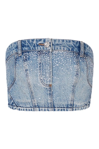 Crop top bustier en jean - Bleu