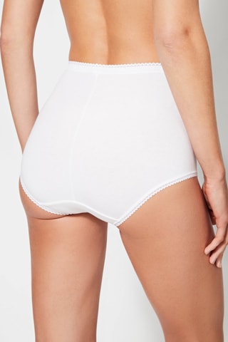 2 Hipsters Hoge Taille Coton Féminine - Wit
