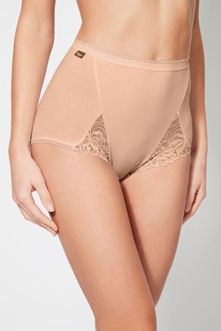 2 Hipsters Hoge Taille Coton Féminine - Beige