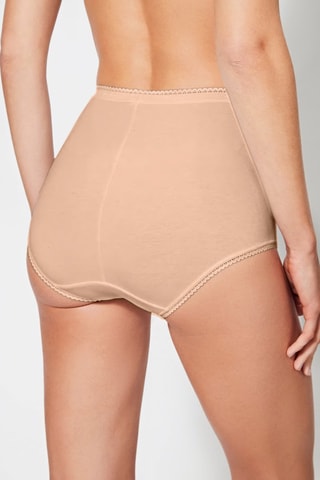 2 Hipsters Hoge Taille Coton Féminine - Beige