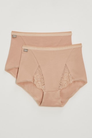 2 Hipsters Hoge Taille Coton Féminine - Beige