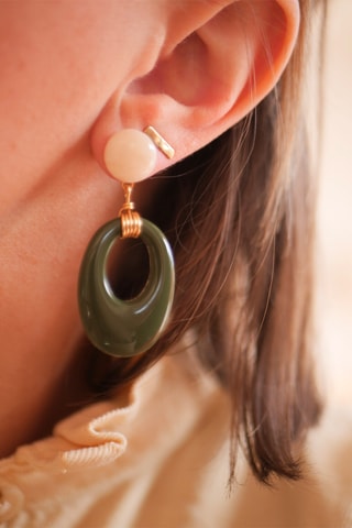 Boucles d'oreilles Ola - Vert foncé