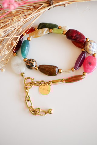 Collier Inès - Vert et bordeaux