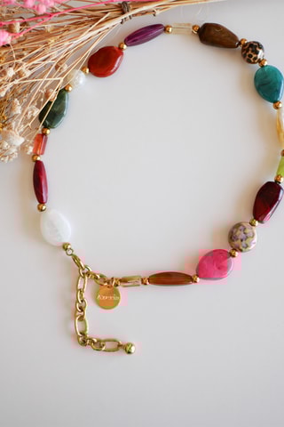 Collier Inès - Vert et bordeaux