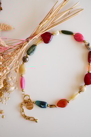 Collier Inès - Rose et vert