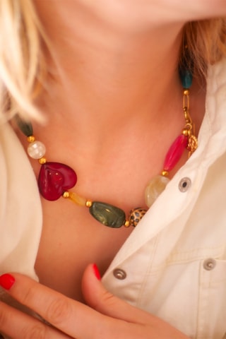 Collier Inès - Rose et vert