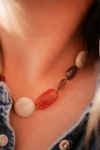 Collier Telma - Orange et blanc
