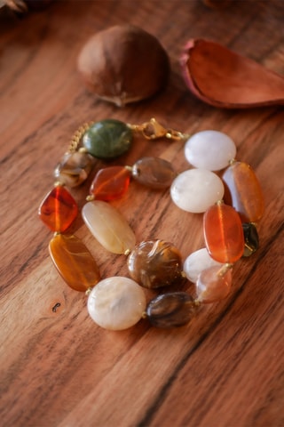 Collier Telma - Orange et blanc