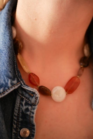 Collier Telma - Orange et blanc