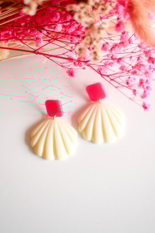 Boucles d'oreilles Cléa - Rose et écru