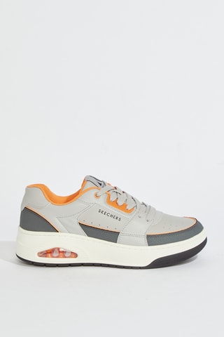 Baskets en cuir Uno Court - Gris et orange