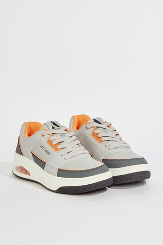 Baskets en cuir Uno Court - Gris et orange