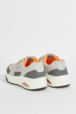 Baskets en cuir Uno Court - Gris et orange