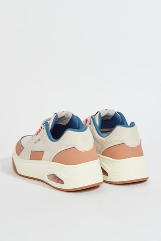 Baskets en cuir Uno Court - Beige et bleu cobalt