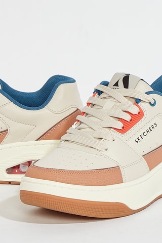 Baskets en cuir Uno Court - Beige et bleu cobalt