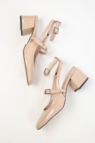 Babies à talons vernies en cuir - Nude