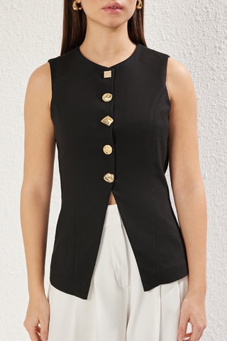 Gilet regular sans manches - Noir