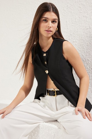 Gilet regular sans manches - Noir