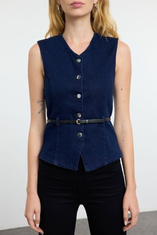 Gilet de costume en jean - Bleu