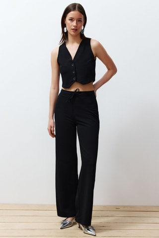 Gilet de costume et pantalon wide legs - Noir