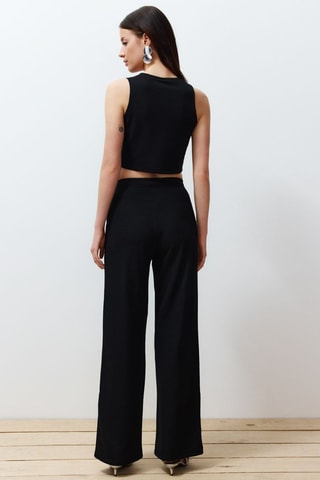 Gilet de costume et pantalon wide legs - Noir