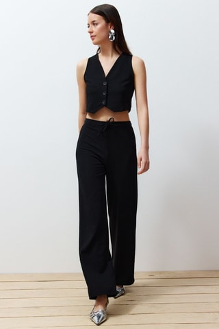 Gilet de costume et pantalon wide legs - Noir