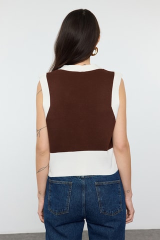 Gilet sans manches - Marron et blanc