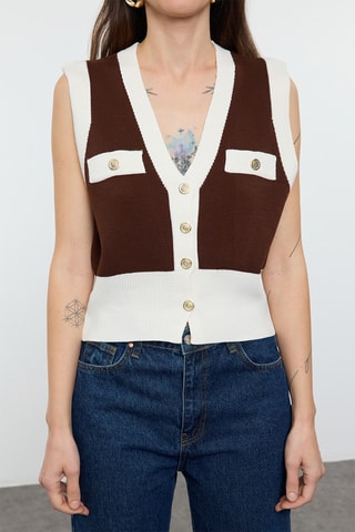 Gilet sans manches - Marron et blanc