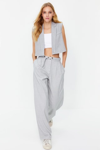 Pantalon droit taille haute - Gris