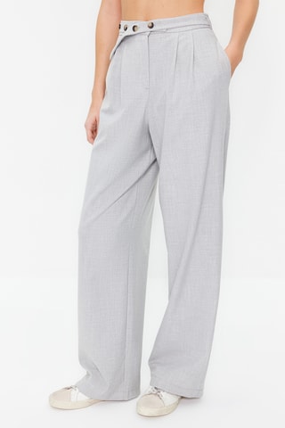 Pantalon droit taille haute - Gris