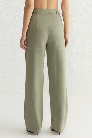 Pantalon wide legs taille haute - Kaki