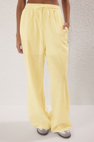Pantalon wide legs taille haute - Jaune