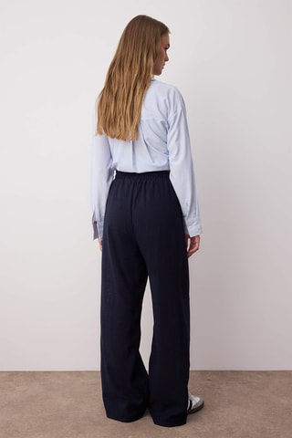 Pantalon wide legs taille haute - Bleu marine
