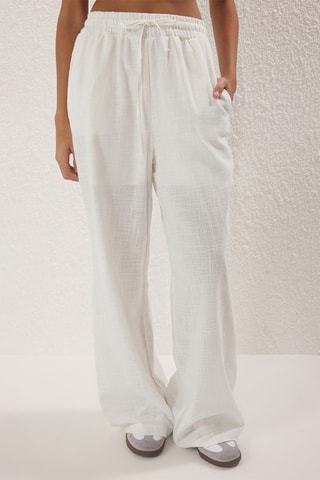 Pantalon wide legs taille haute - Blanc