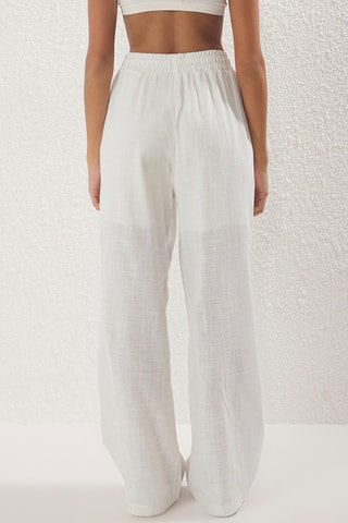 Pantalon wide legs taille haute - Blanc