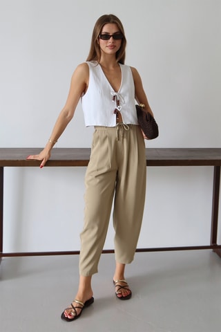 Pantalon sarouel taille haute - Kaki