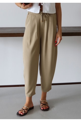 Pantalon sarouel taille haute - Kaki