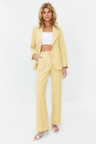 Pantalon straight taille haute - Jaune