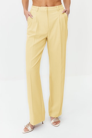 Pantalon straight taille haute - Jaune