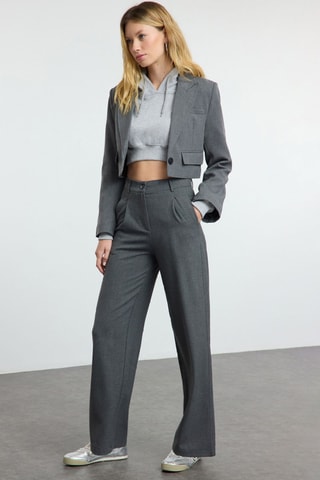 Pantalon taille haute - Gris foncé