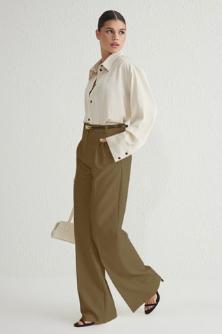 Pantalon wide legs - Kaki