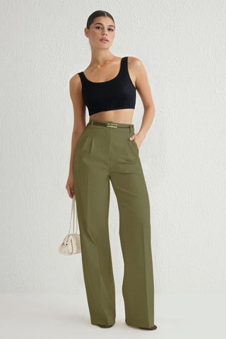 Pantalon wide legs - Kaki